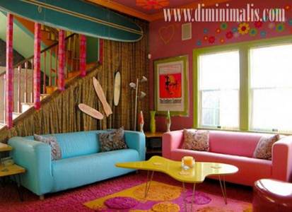 interior rumah ceria, warna warni cat rumah minimalis, warna warni cat dinding rumah