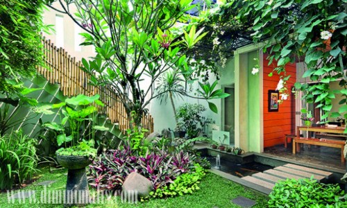 memperindah taman bergaya tropis, memperindah taman bergaya tropis di Indoensia, taman tropis gaya bali