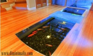 Mendesain kolam ikan di dalam ruangan, desain kolam ikan di dalam ruangan, cara membuat kolam ikan minimalis