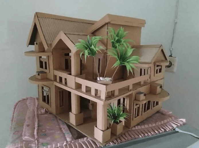 miniatur rumah dari kardus